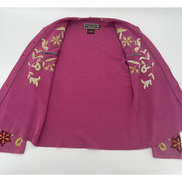 Double D Ranch Sweater Blazer Womens Small Pink Embroidered Jeweled‎ - Picture 4 of 7
